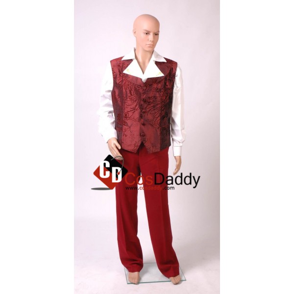 Doctor Who Fourth 4th Doctor Dark Red Vest Pants Shirt Set Cosplay Costume